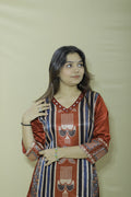 Rust Red Printed Cotton Blend Straight Kurti for Women | Ethnic Daily Wear