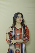 Rust Red Printed Cotton Blend Straight Kurti for Women | Ethnic Daily Wear